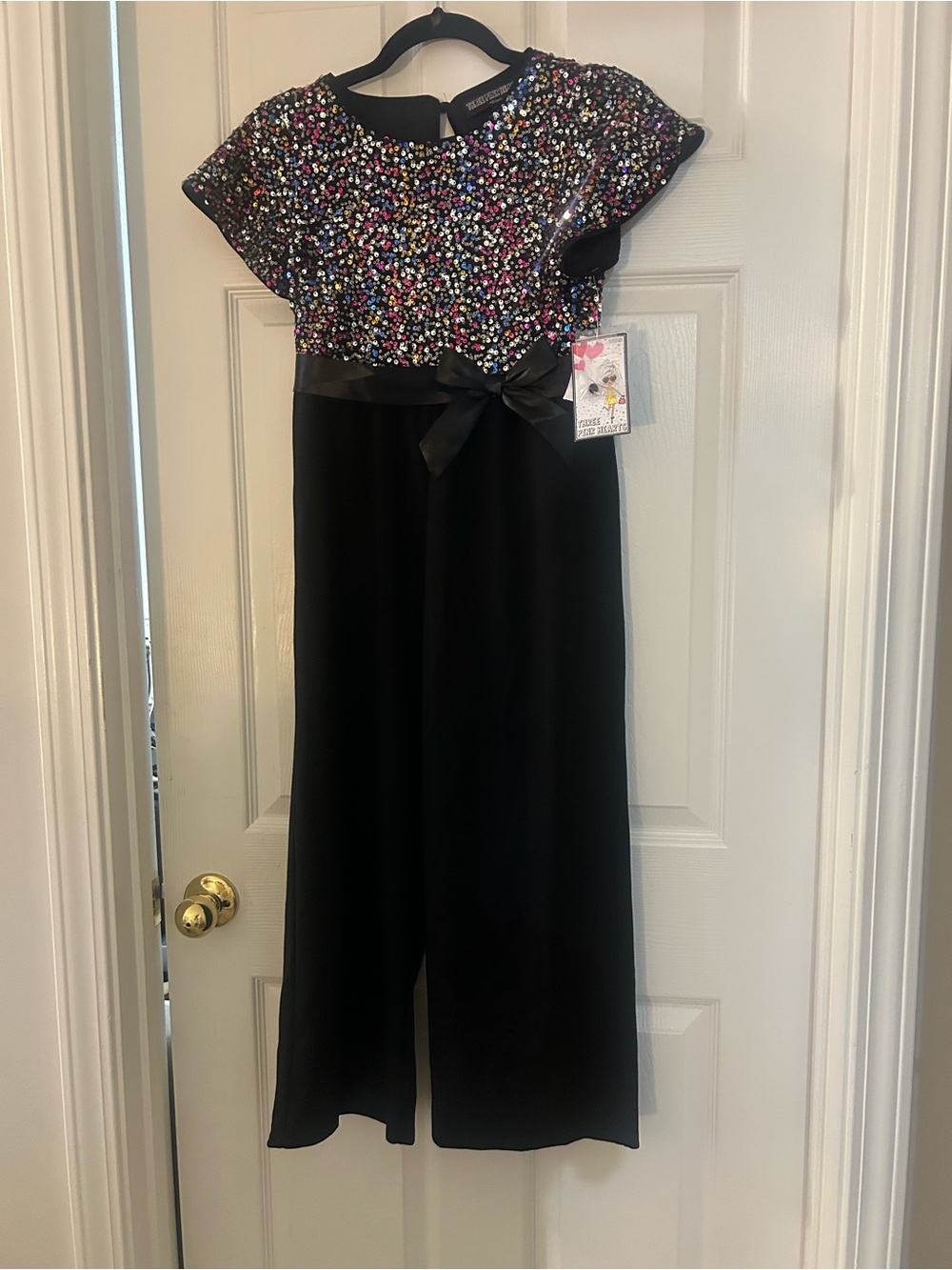 Three Hearts Black Jumpsuit with Multicolor Sequin Bodice